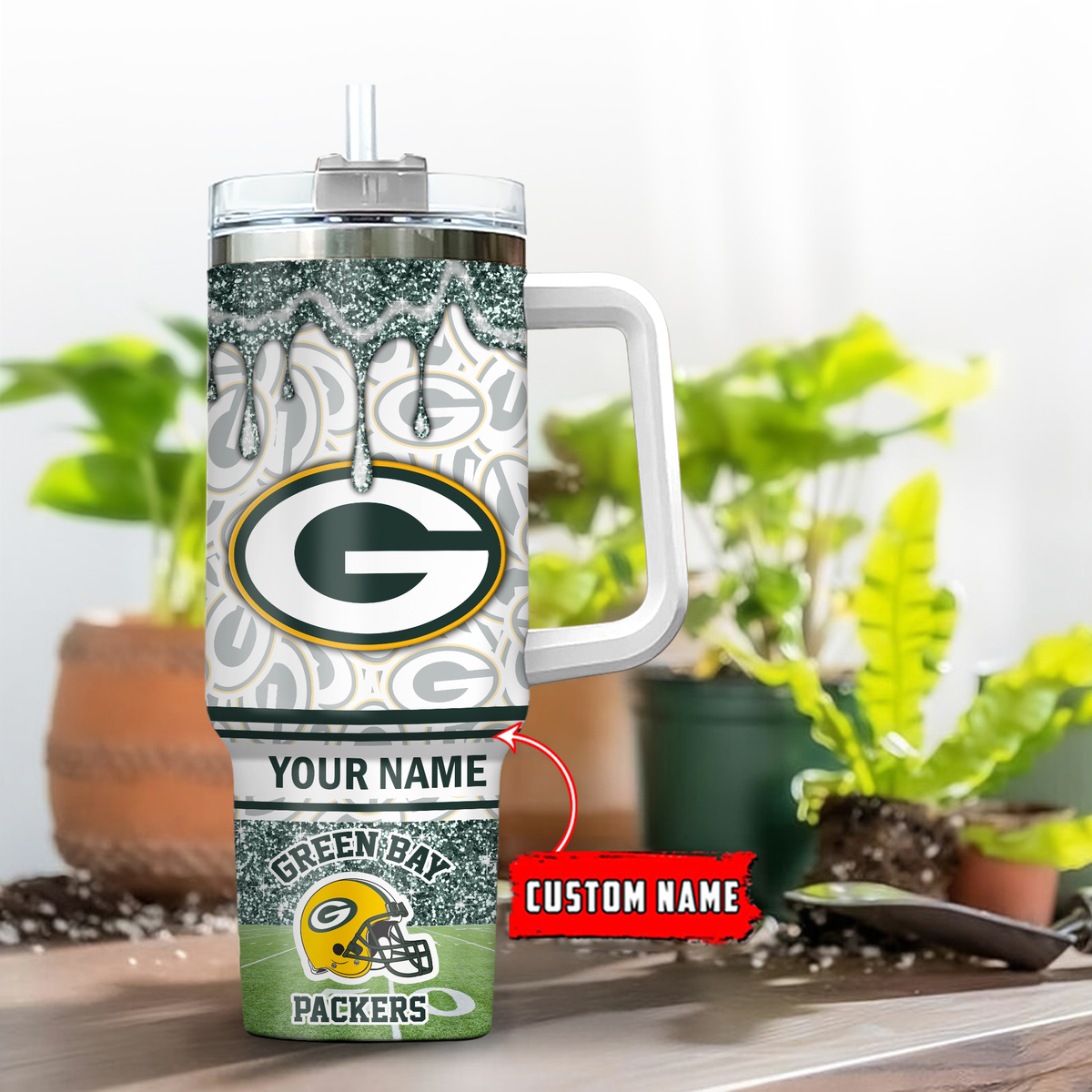 Green Bay Packers NFL Glitter Custom Stanley Cup 40 oz 30 oz Tumbler With HandleTVC230195