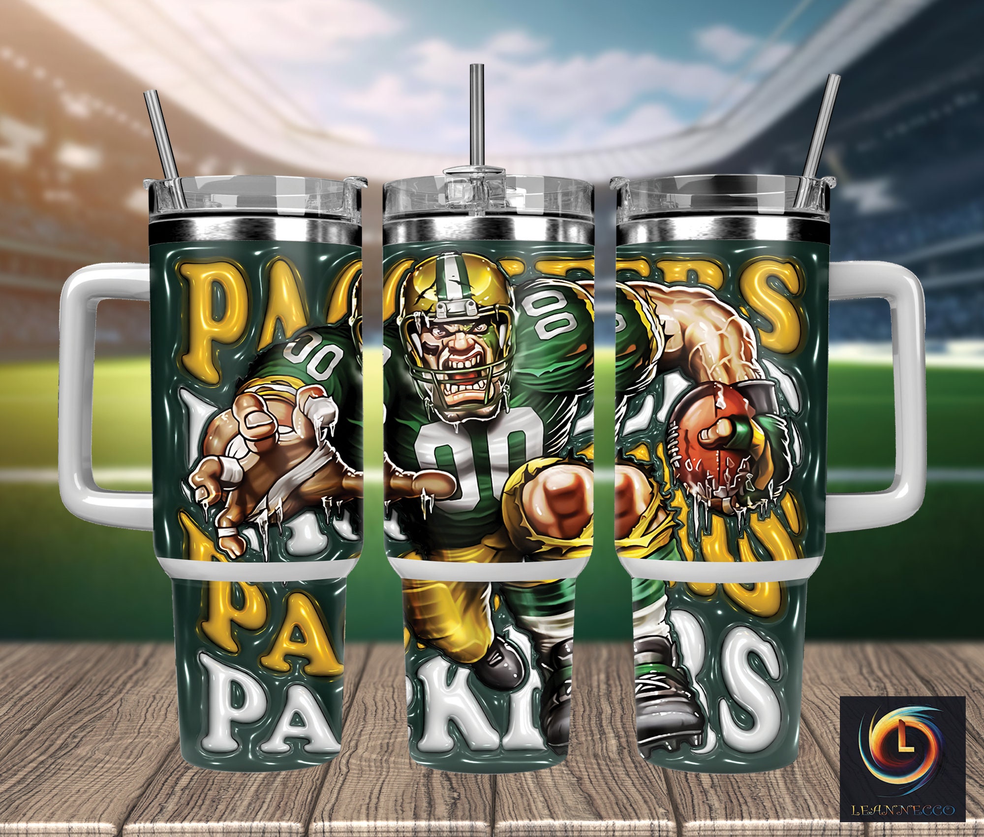 Green Bay Packers NFL Mascot Custom Stanley Cup 40 oz 30 oz Tumbler With HandleTVC2301986