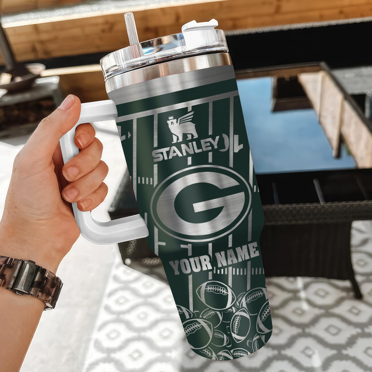 Green Bay Packers NFL Silver Custom Stanley Cup 40 oz 30 oz Tumbler With HandleTVC2301104 - Image 3