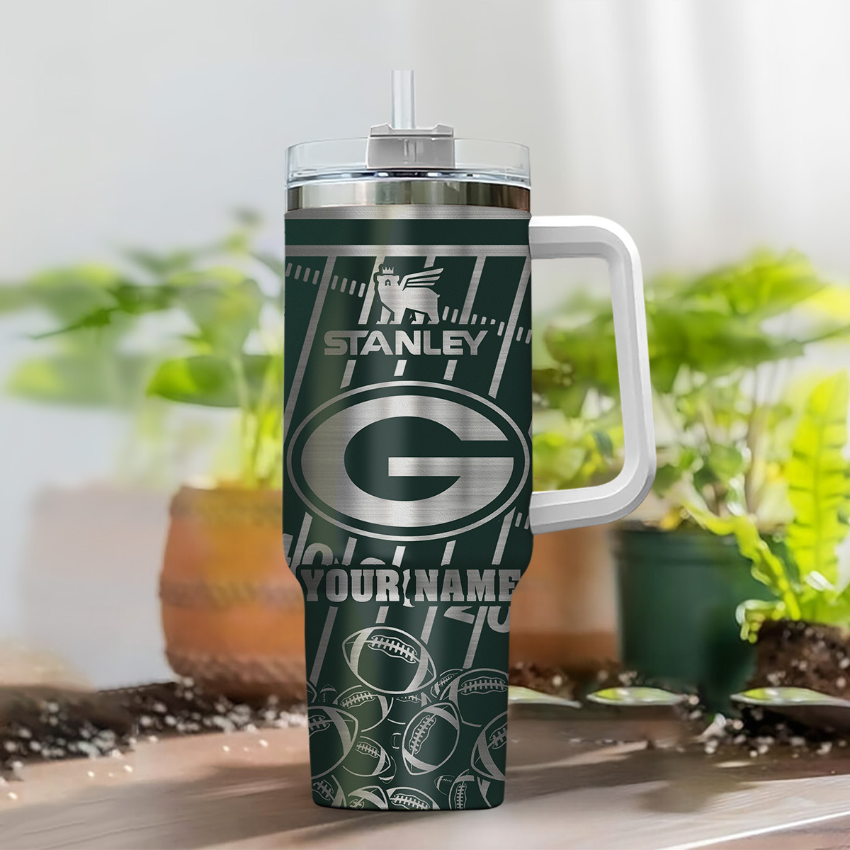 Green Bay Packers NFL Silver Custom Stanley Cup 40 oz 30 oz Tumbler With HandleTVC2301104 - Image 2