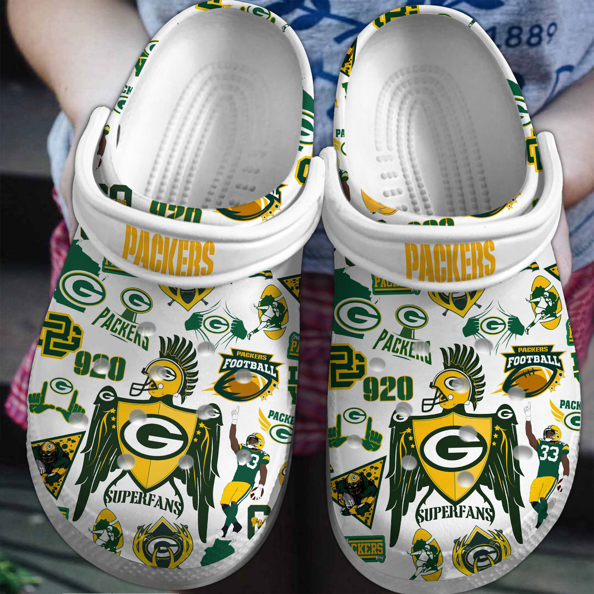 Green Bay Packers NFL Sport Crocs Crocband Clogs Shoes Comfortable For Men Women and Kids