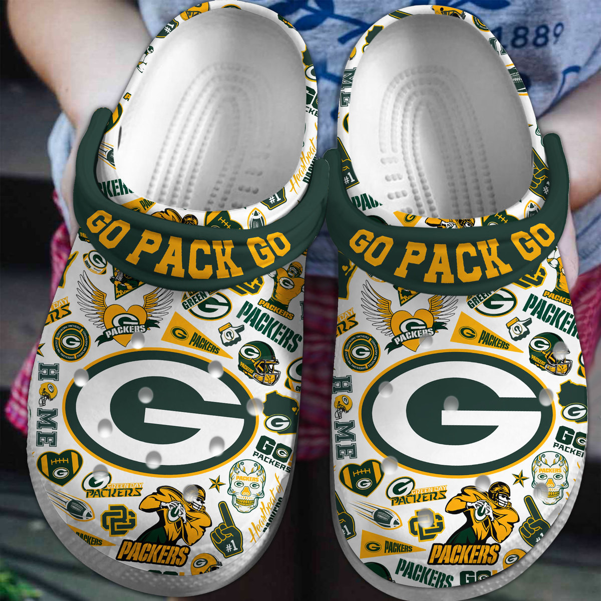 Green Bay Packers NFL Sport Crocs Crocband Clogs Shoes Comfortable For Men Women and Kids