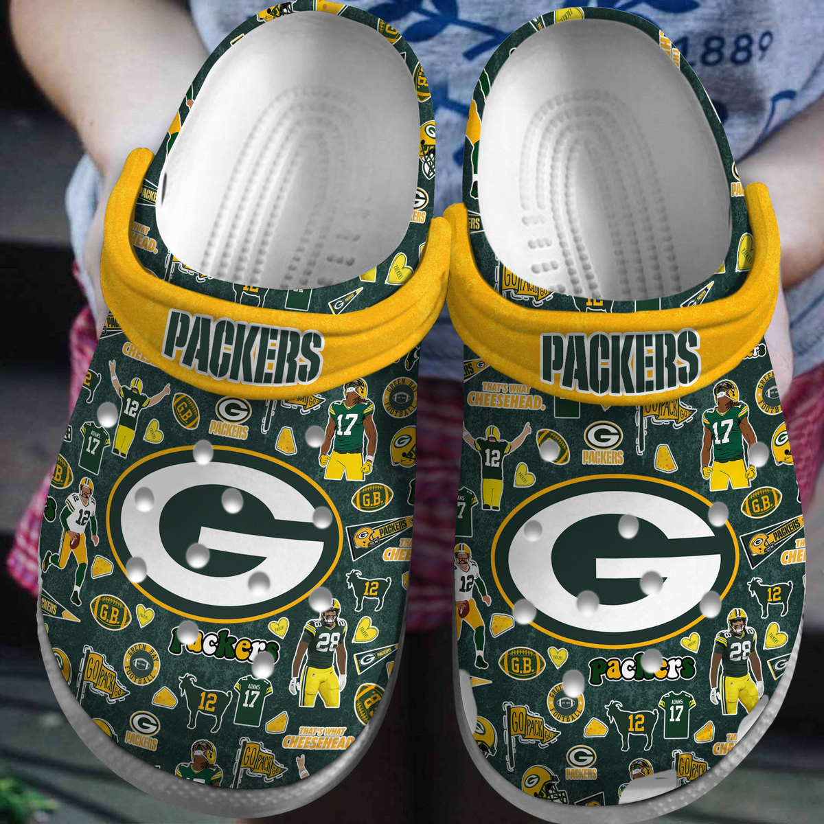 Green Bay Packers NFL Sport Crocs Crocband Clogs Shoes Comfortable For Men Women and Kids