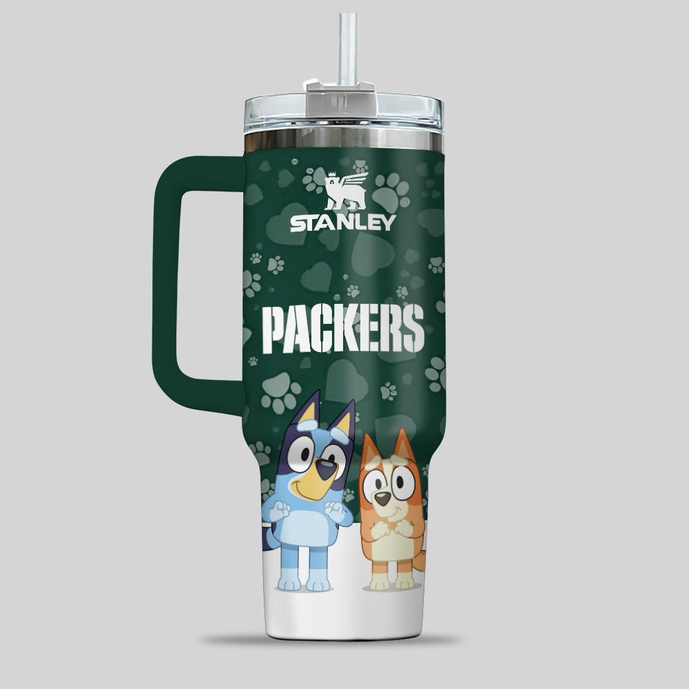 Green Bay Packers NFL x Bluey Custom Stanley Cup 40 oz 30 oz Tumbler With HandleTVC2301123 - Image 2