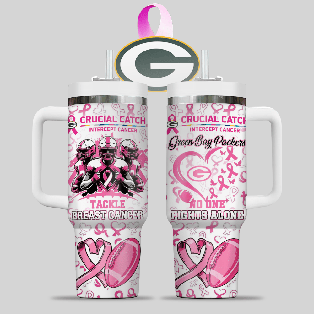 Green Bay Packers NFL x Breast Cancer Awareness Custom Stanley Cup 40 oz 30 oz Tumbler With HandleTVC2301124