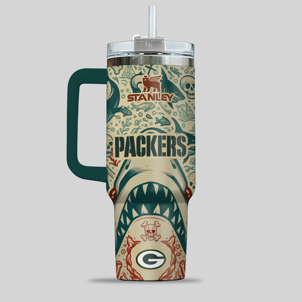 Green Bay Packers NFL x JAWS Custom Stanley Cup 40 oz 30 oz Tumbler With HandleTVC2301123 - Image 2