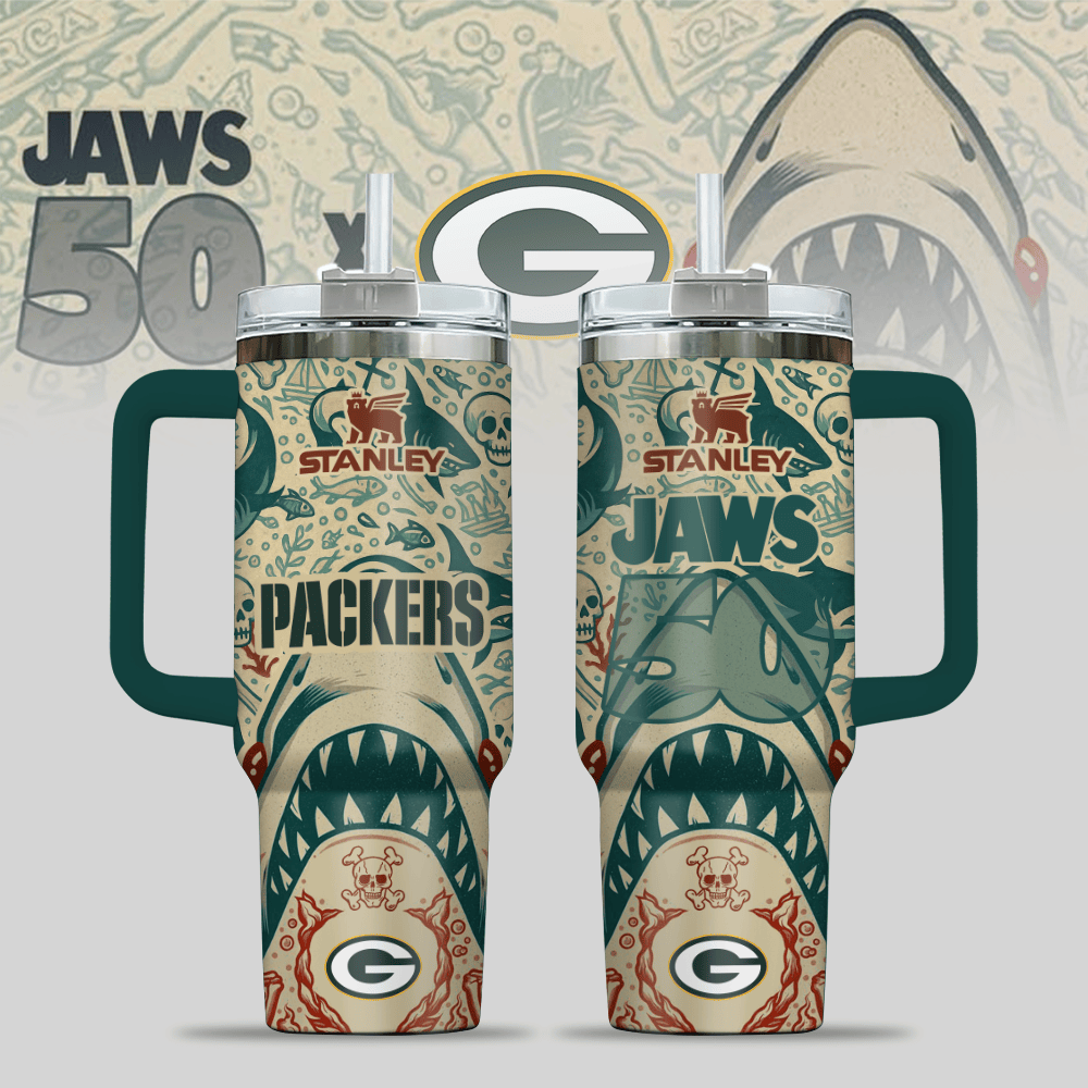 Green Bay Packers NFL x JAWS Custom Stanley Cup 40 oz 30 oz Tumbler With HandleTVC2301123