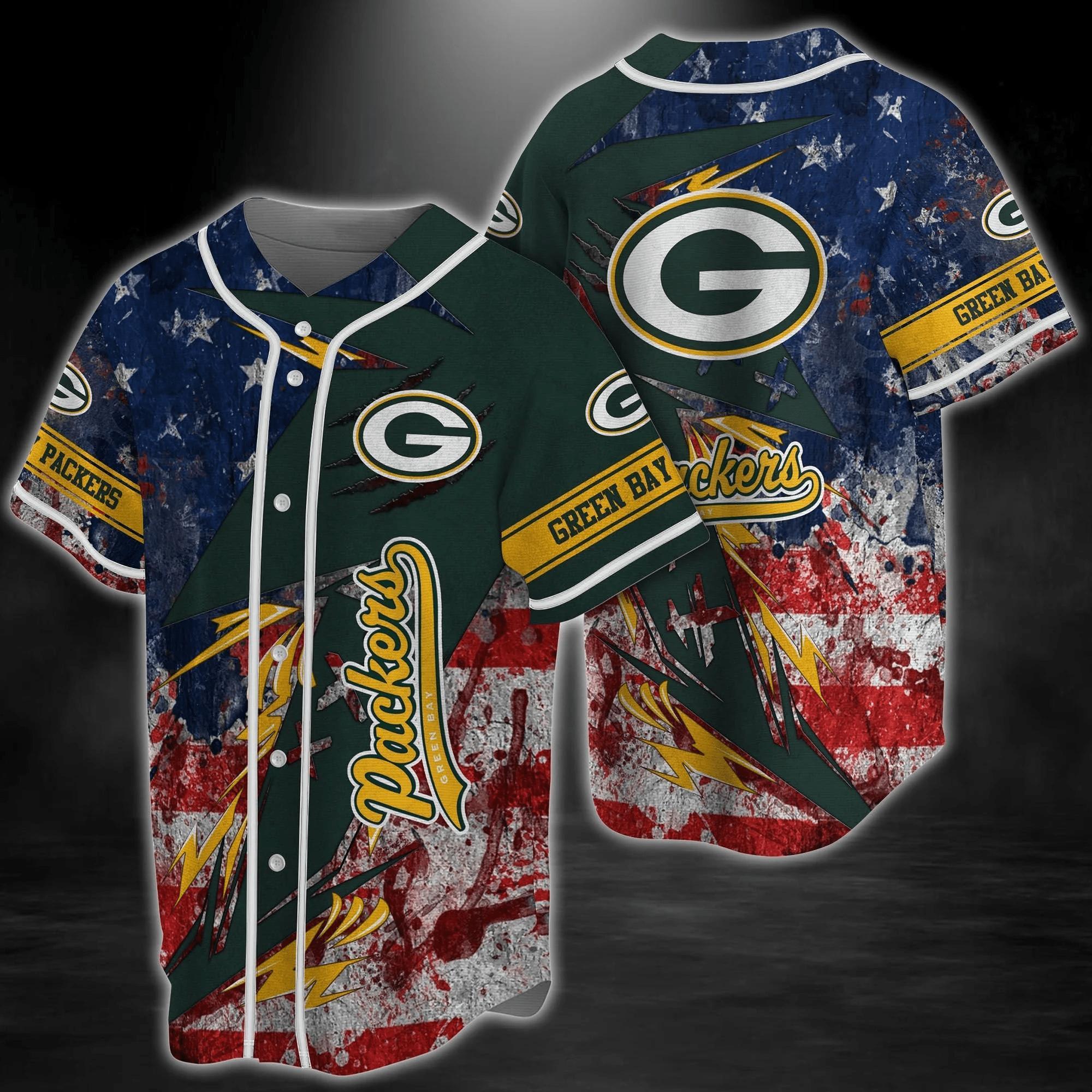Green Bay Packers NLF Baseball Jersey Shirt