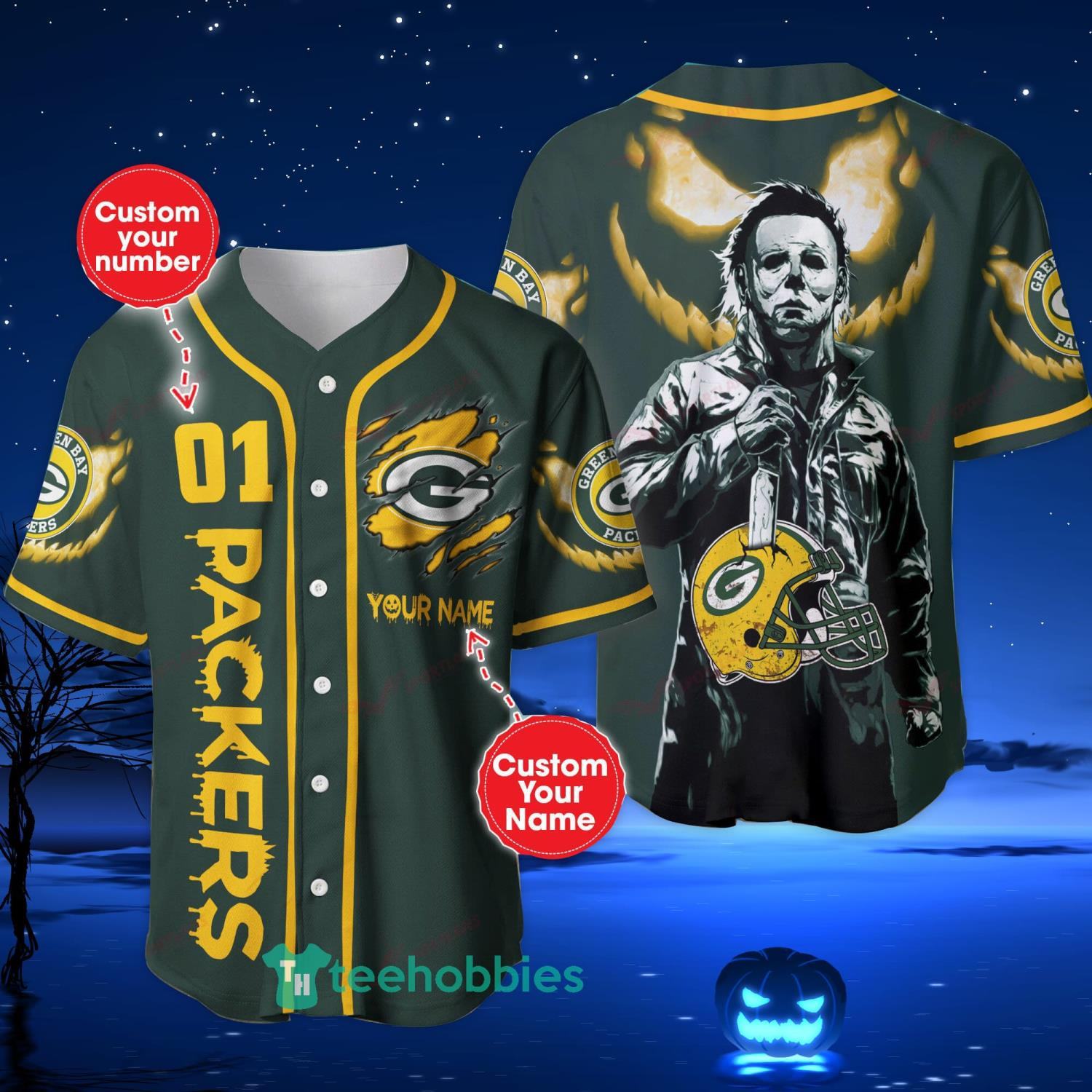 Green Bay Packers NLF Michael Myers Baseball Jersey Shirt Personalized And Number Halloween Gift