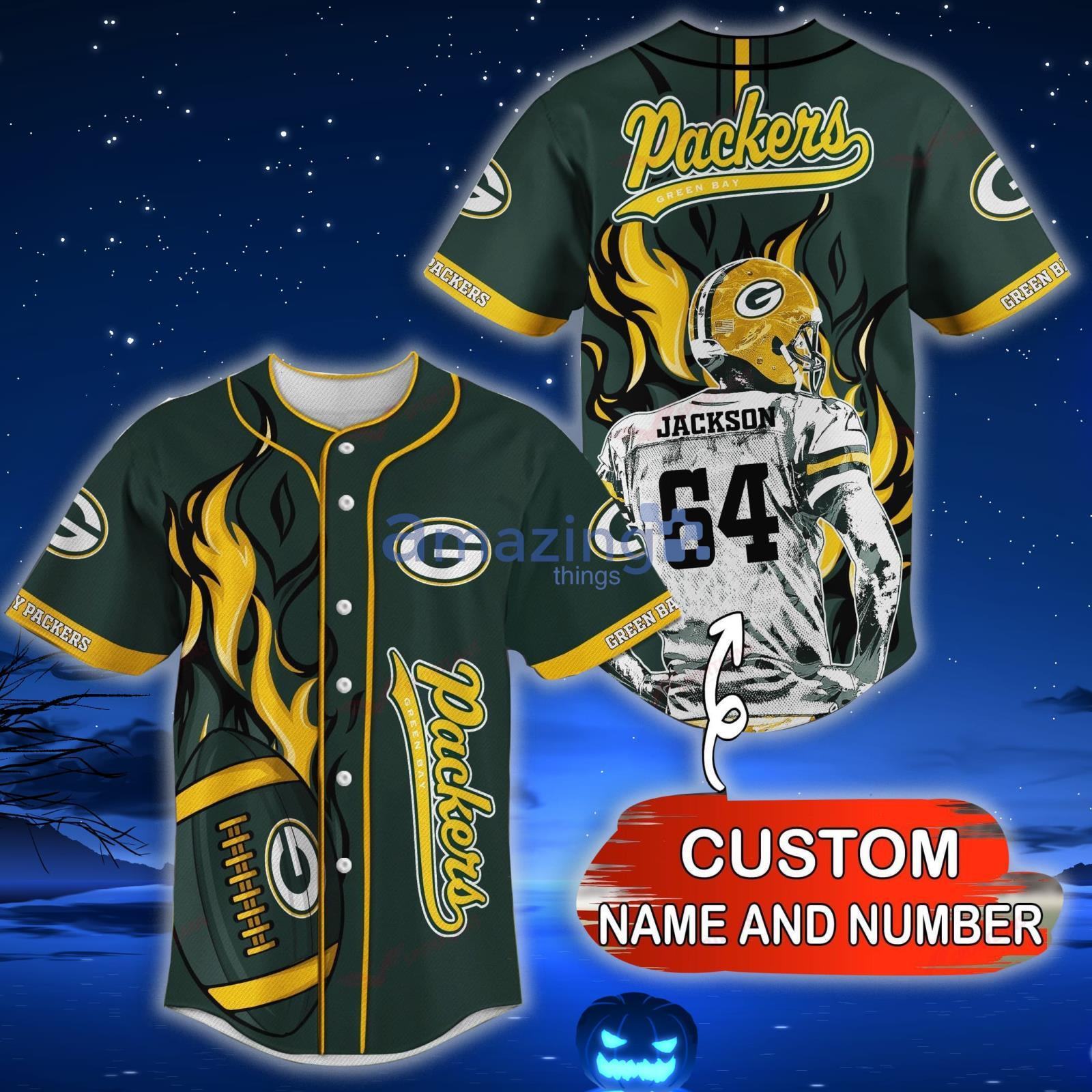 Green Bay Packers NLF Personalized And Number Baseball Jersey Shirt For Fans