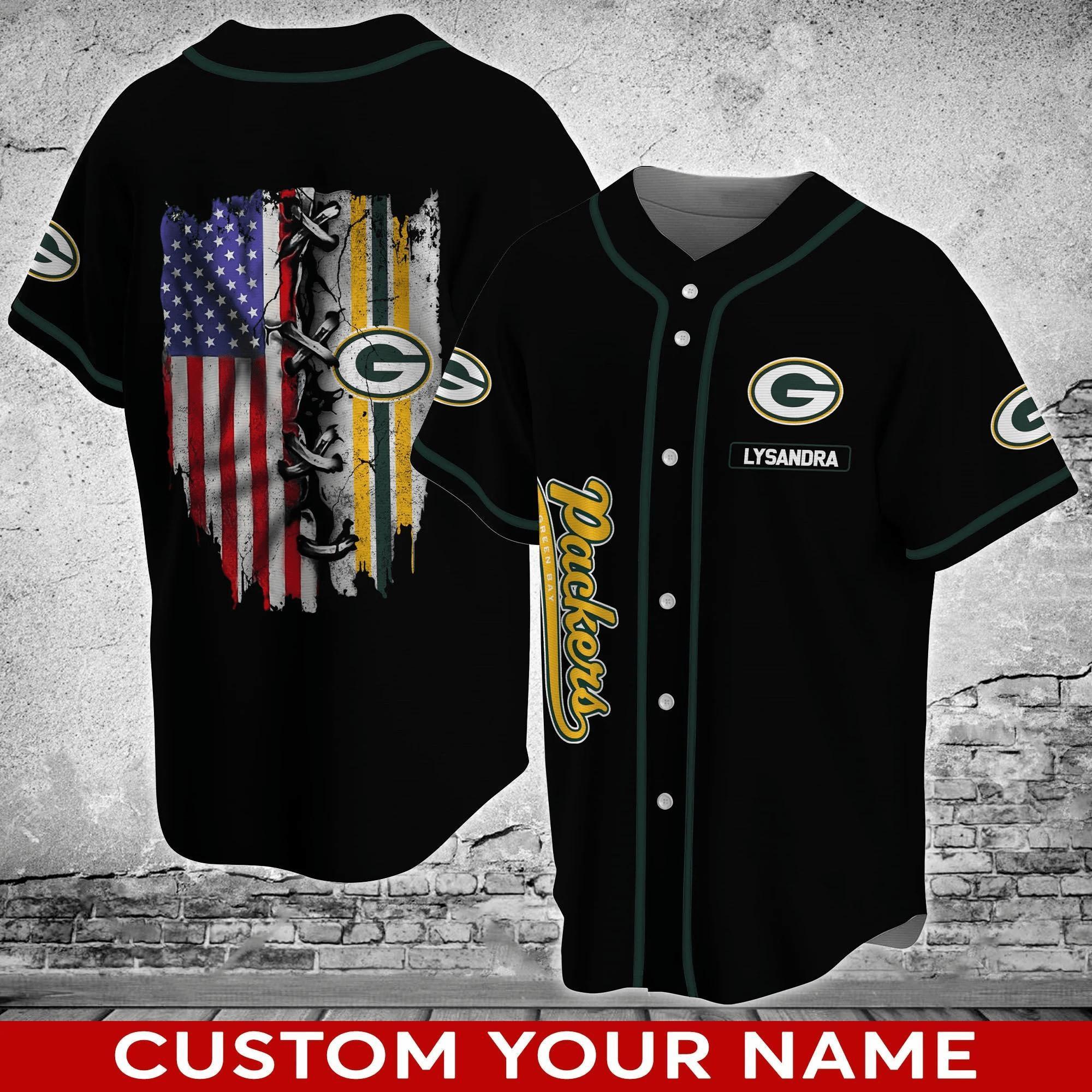 Green Bay Packers NLF Personalized Baseball Jersey Shirt
