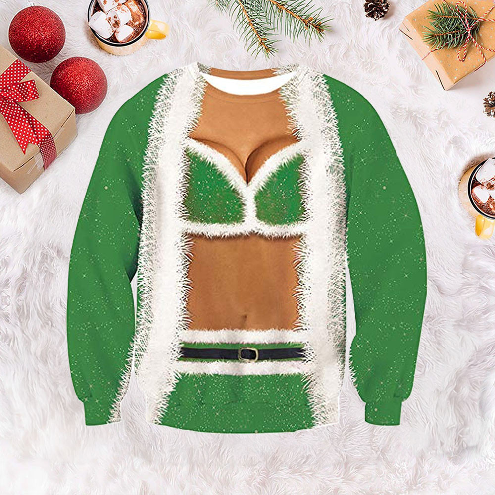 Green Big Boob Ugly Christmas Sweater Funny Womens Christmas Sweaters Gifts For Her