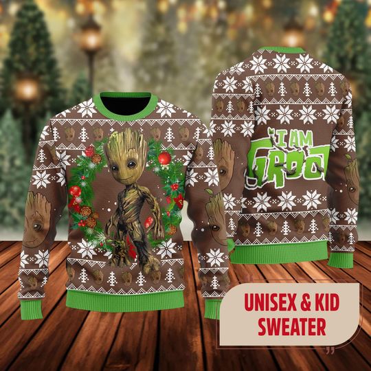 Green Brown Character Ugly Christmas Sweater, Hero Movie Xmas Ugly Sweatshirt