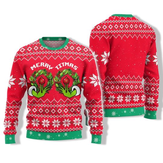 Green Christmas Movie Ugly Sweater, Tinsel Tits Christmas - Image 2