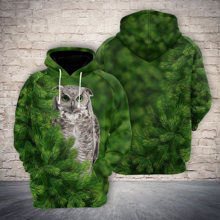 Green Eyes Owl 3D All Over Print Hoodie, Zip Hoodie