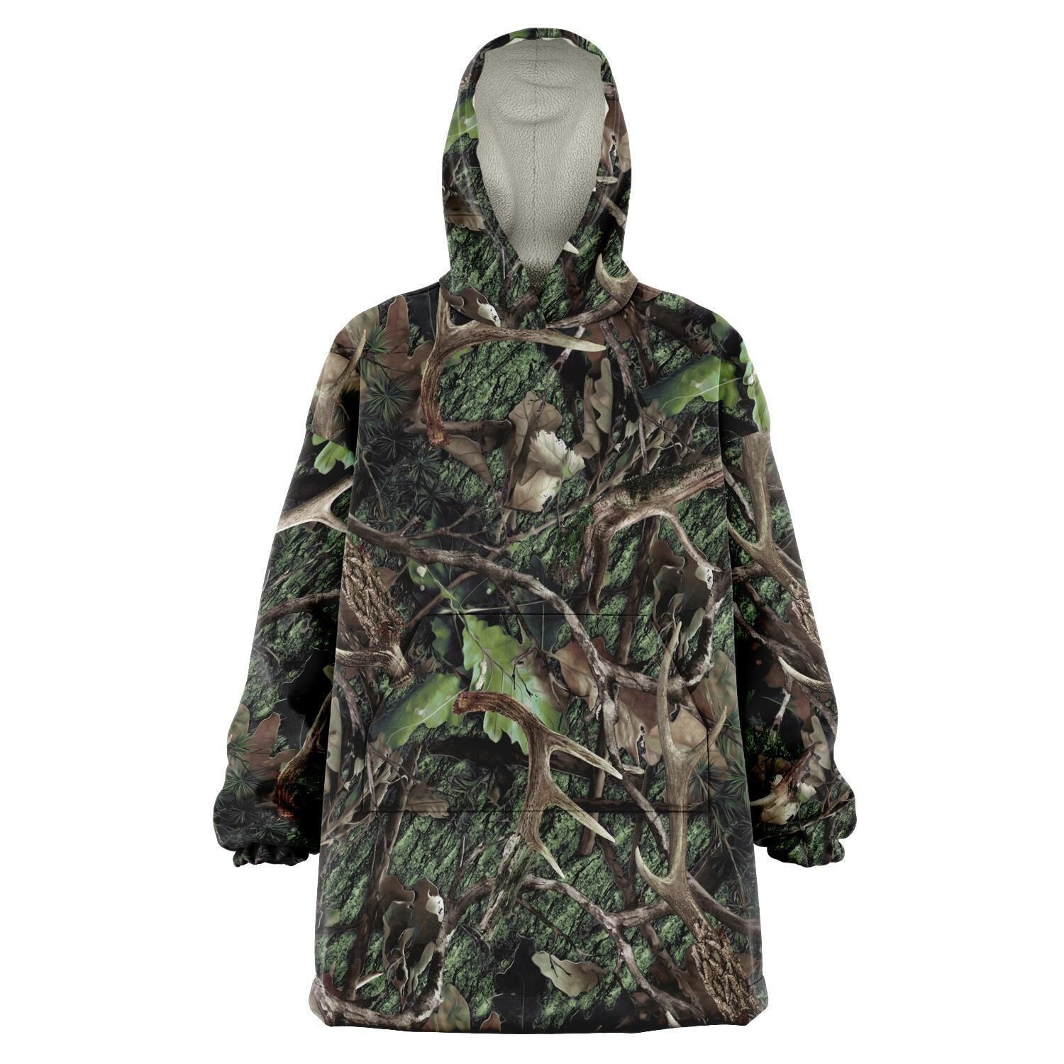 Green Hunting Camo Snug 3D All Over Print Hoodie, Zip Hoodie