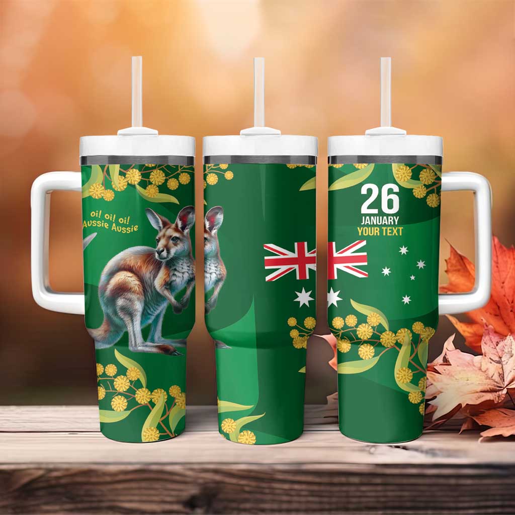 Green Kangaroo and Golden Wattle Happy Australia Day 6 January Custom Stanley Cup 40 oz 30 oz Tumbler With HandleTVC2301318