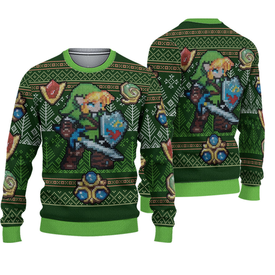 Green Link Legend of Zelda Christmas Ugly Sweater