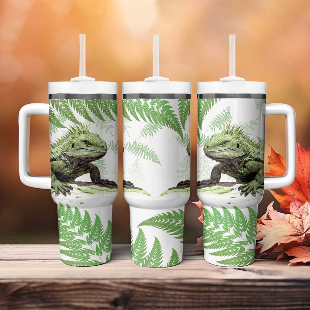 Green New Zealand Tuatara Aotearoa Sphenodon Punctatus Silver Fern Custom Stanley Cup 40 oz 30 oz Tumbler With HandleTVC2301322
