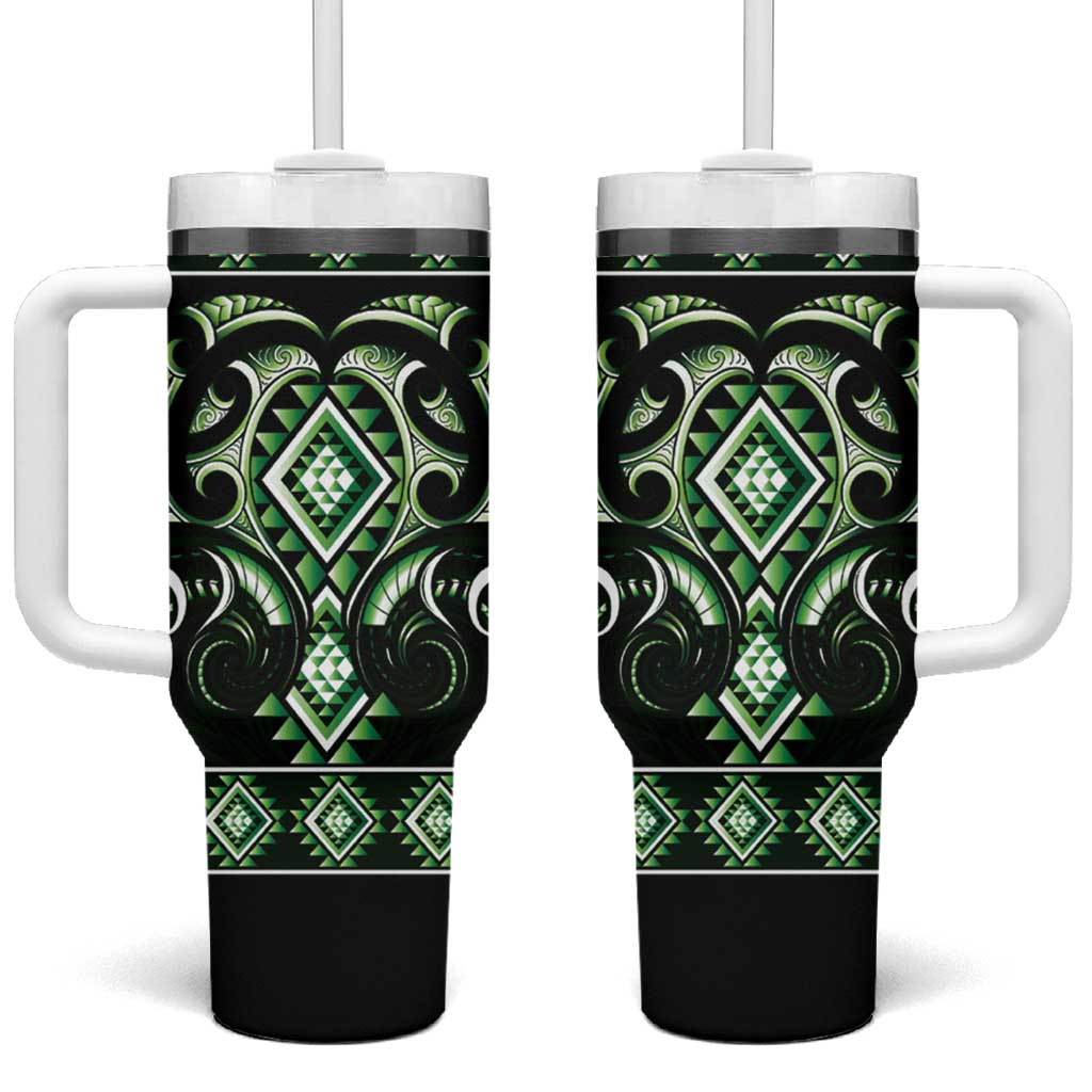 Green Ngaru Taniko With Aotearoa Maori Tattoo Custom Stanley Cup 40 oz 30 oz Tumbler With HandleTVC2301260