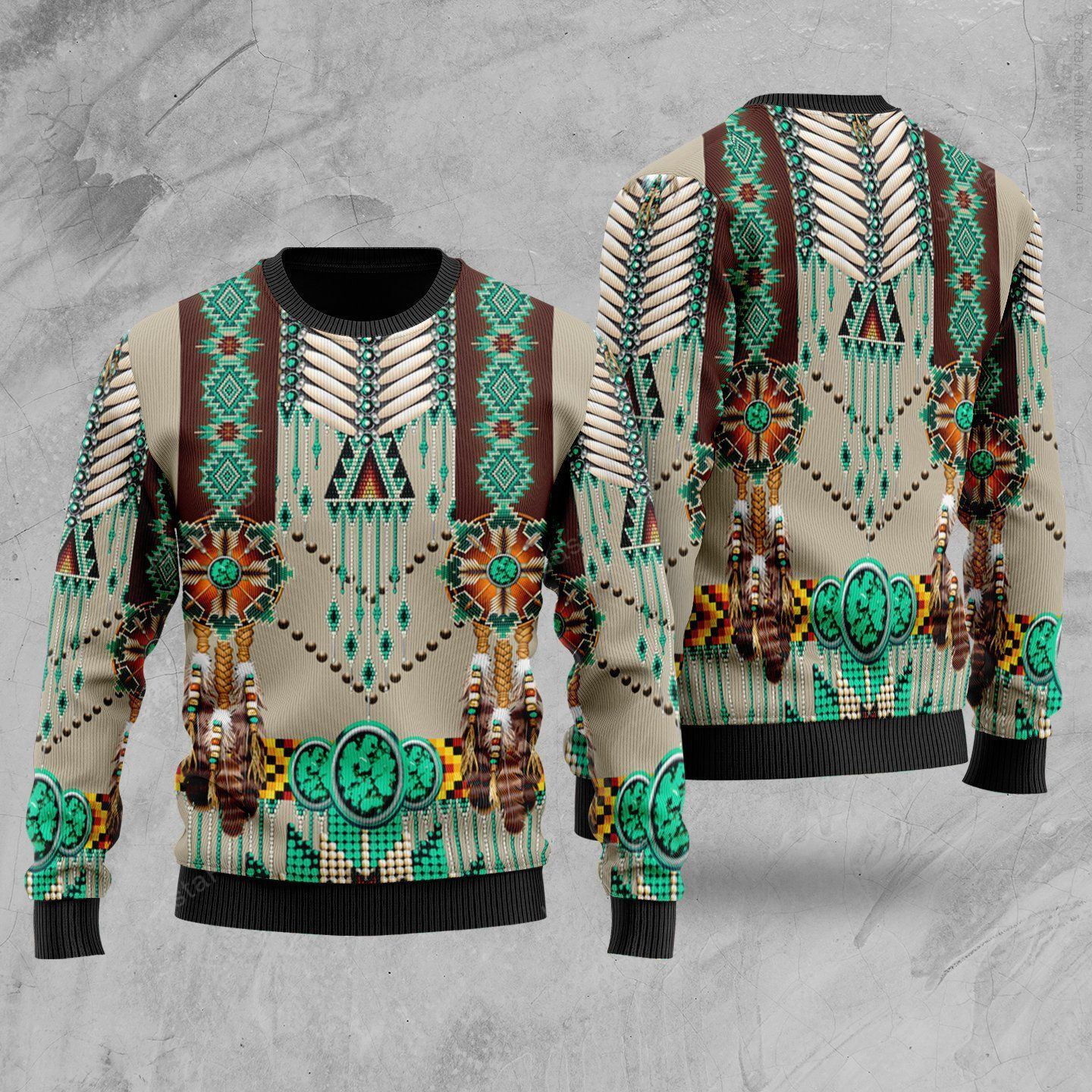 Green Pattern Ugly Christmas Sweater Adult 3D Funny Matching for family