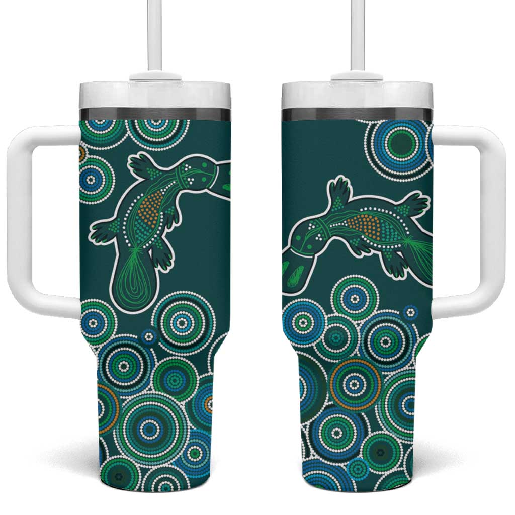 Green Platypus Aboriginal Art Custom Stanley Cup 40 oz 30 oz Tumbler With HandleTVC2301335 - Image 2