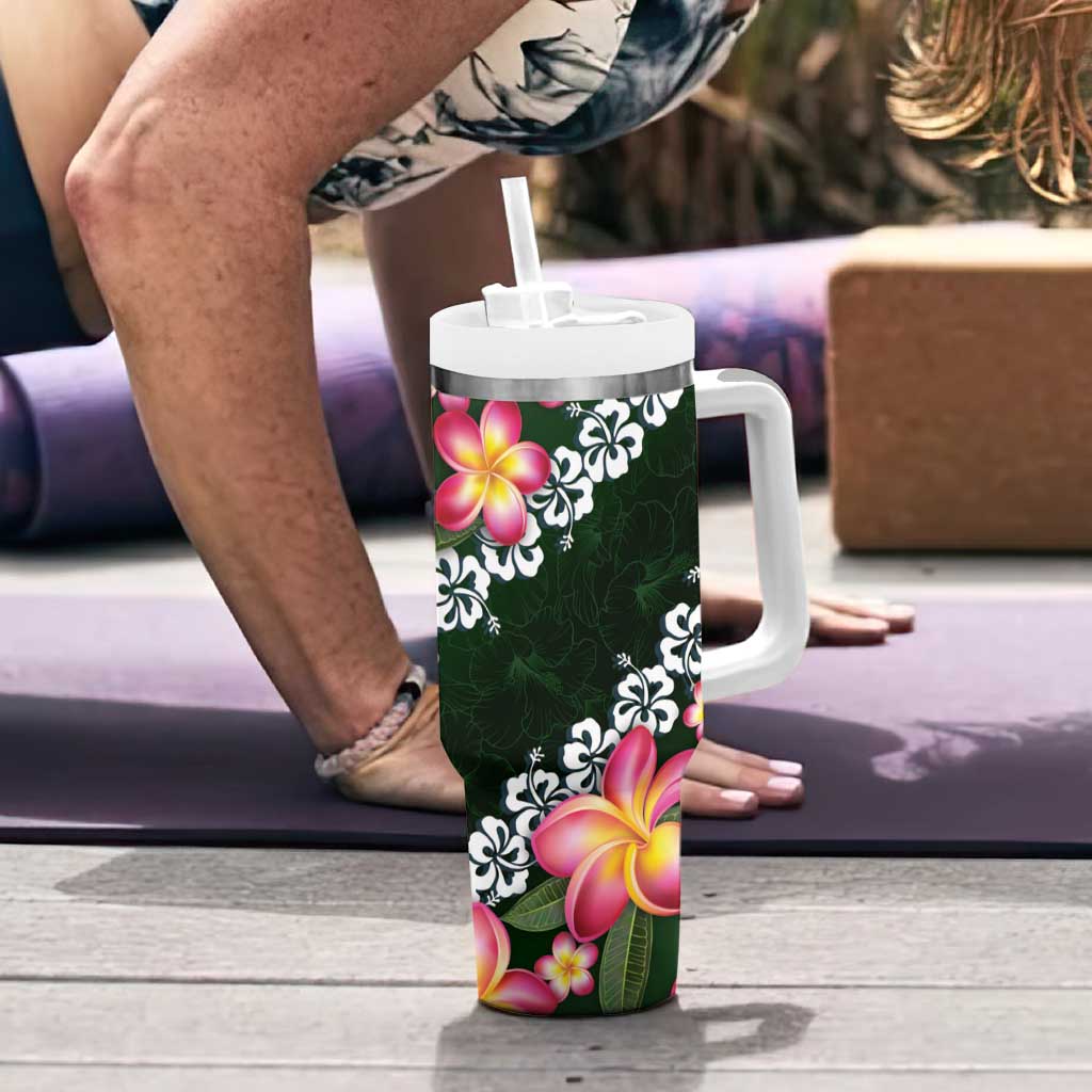 Green Polynesia Plumeria With Hibiscus Tropical Custom Stanley Cup 40 oz 30 oz Tumbler With HandleTVC2301375 - Image 6