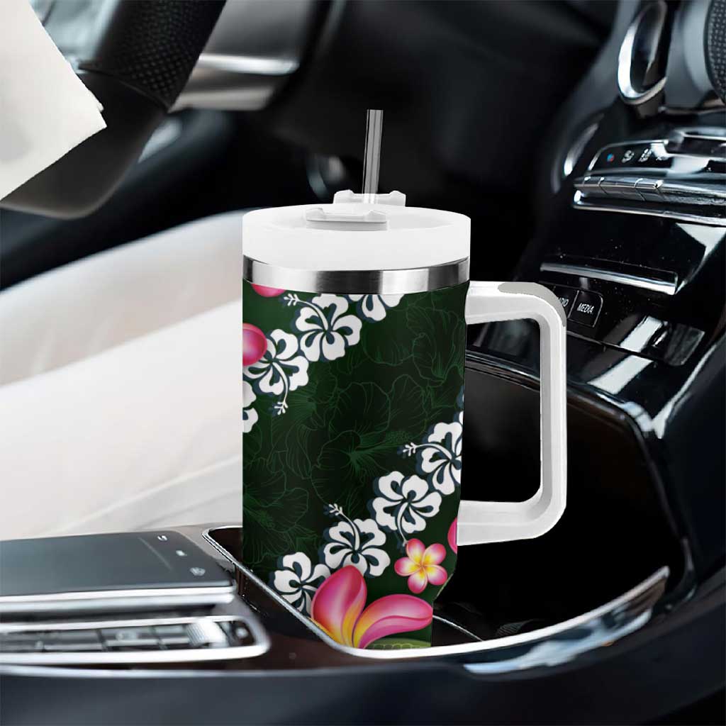 Green Polynesia Plumeria With Hibiscus Tropical Custom Stanley Cup 40 oz 30 oz Tumbler With HandleTVC2301375 - Image 8