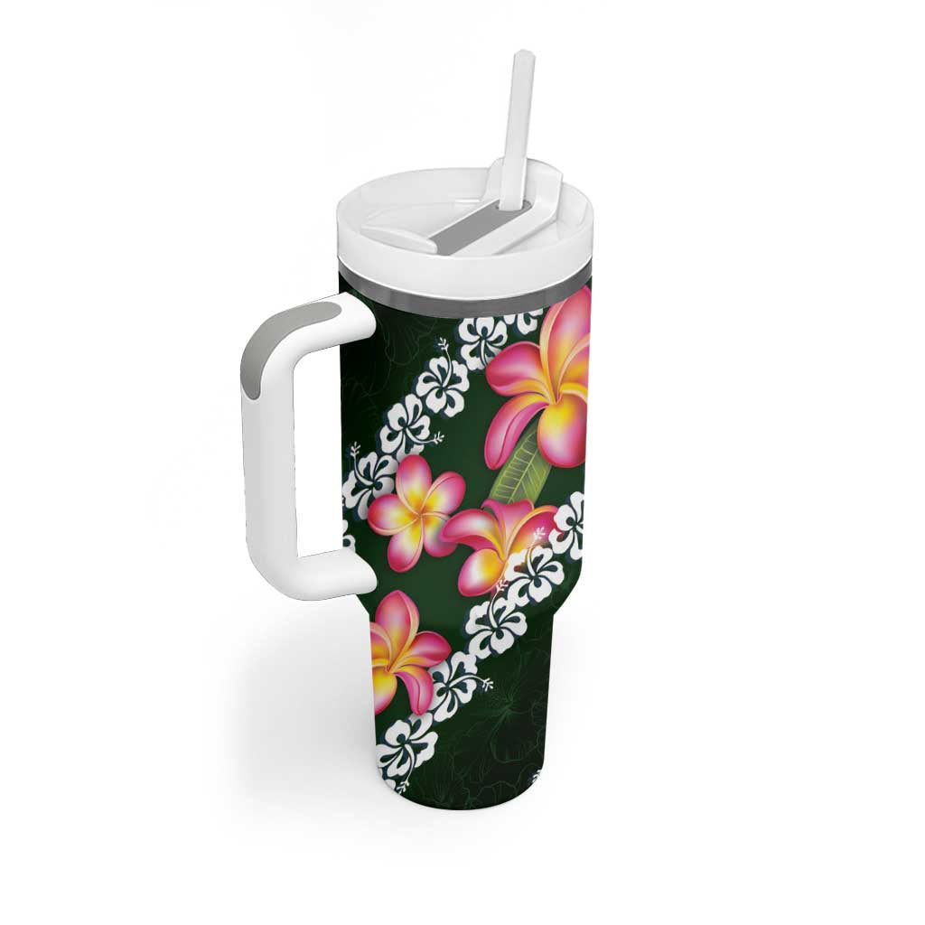Green Polynesia Plumeria With Hibiscus Tropical Custom Stanley Cup 40 oz 30 oz Tumbler With HandleTVC2301375 - Image 2