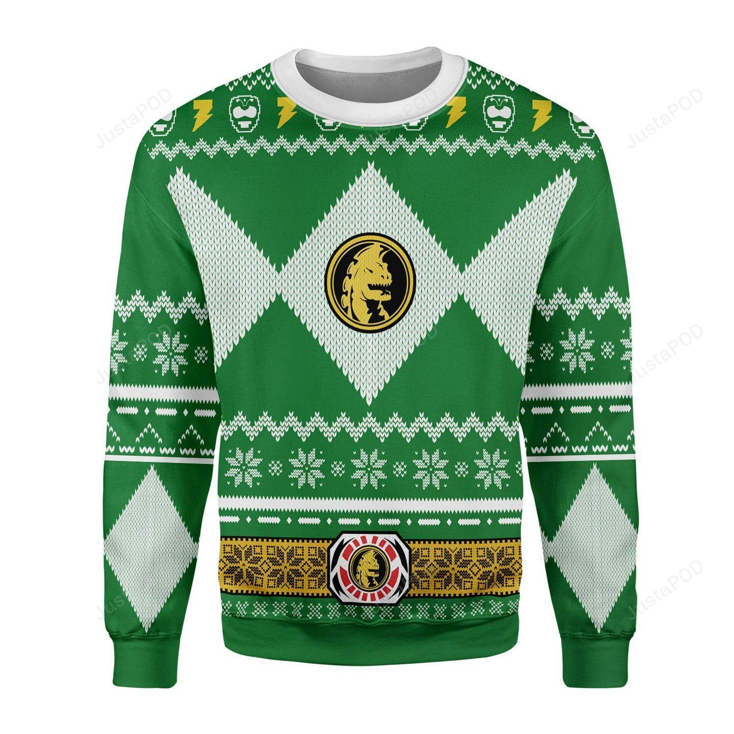 Green Power Ranger Ugly Christmas Sweater Adult 3D Funny Matching for family