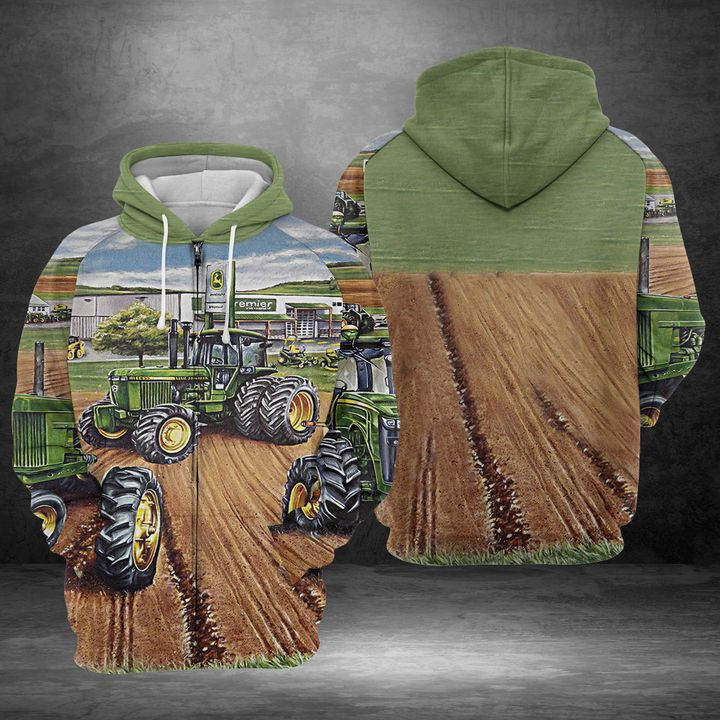 Green Tractor 3D All Over Print Hoodie, Zip Hoodie