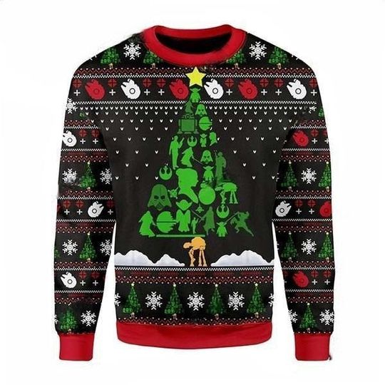 Green Xmas Tree 3D All Over Printed T-shirt, Movie Characters Ugly Christmas Sweater, Christmas Gift - Image 3