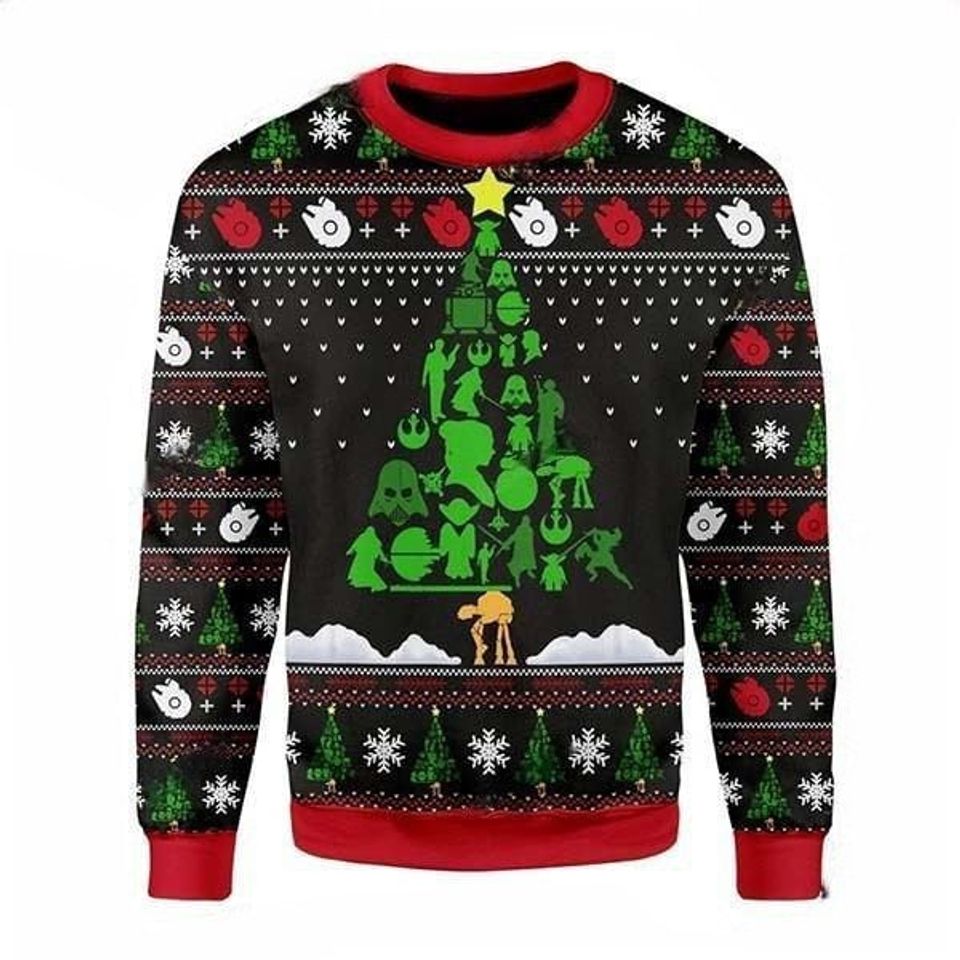 Green Xmas Tree 3D All Over Printed T-shirt, Movie Characters Ugly Christmas Sweater, Christmas Gift