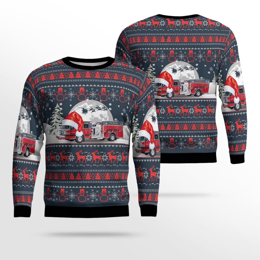 Greenville South Carolina Berea Fire Department AOP Ugly Sweater Xmas Unisex Sweater Christmas Gifts For Men Women