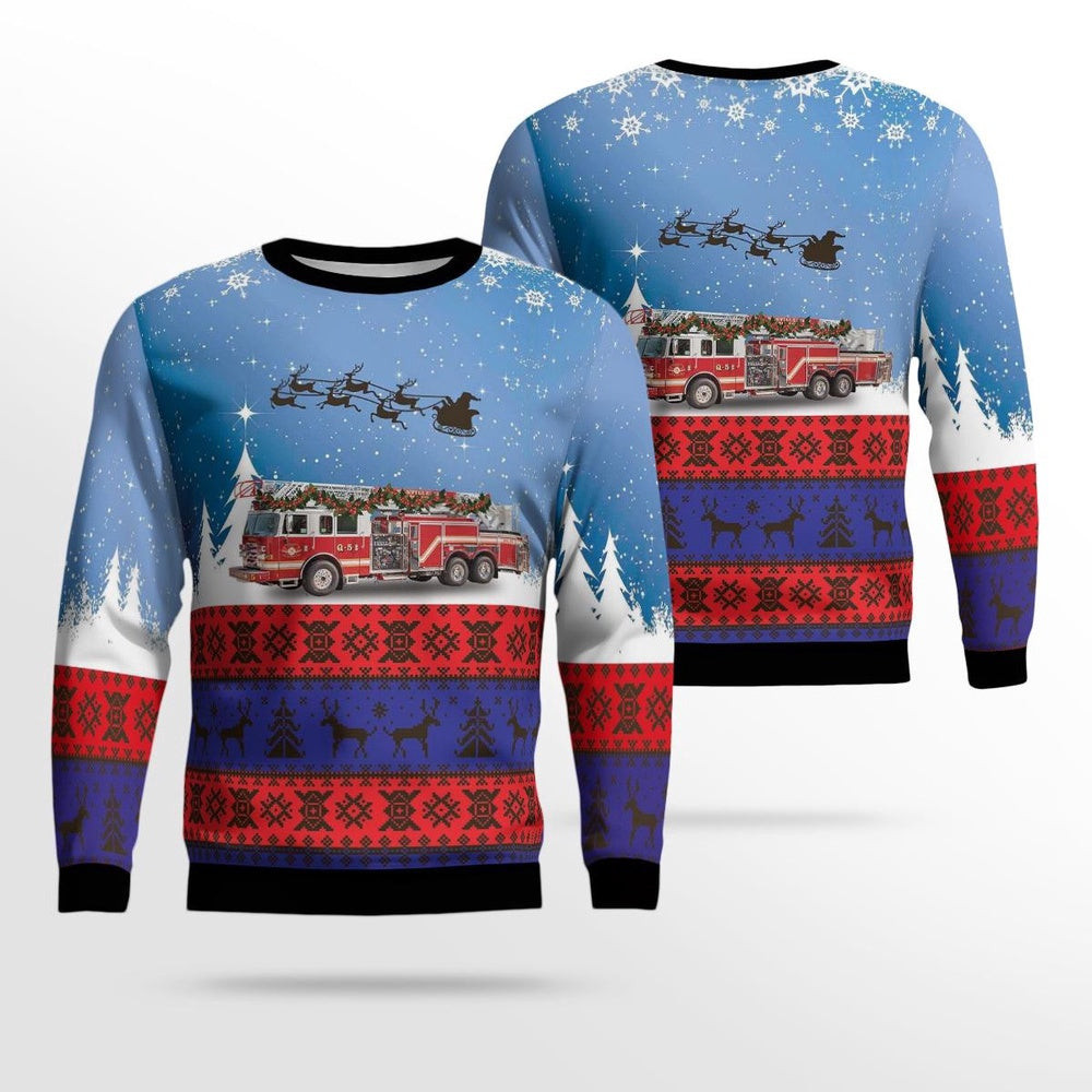 Greenville South Carolina Greenville City Fire Department AOP Ugly Sweater Xmas Unisex Sweater Christmas Gifts For Men Women