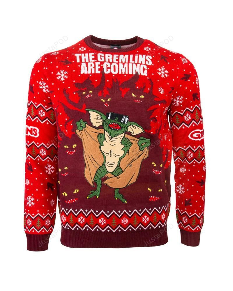 Gremlins The Gremlins Are Coming Ugly Christmas Sweater Adult 3D Funny Matching for family