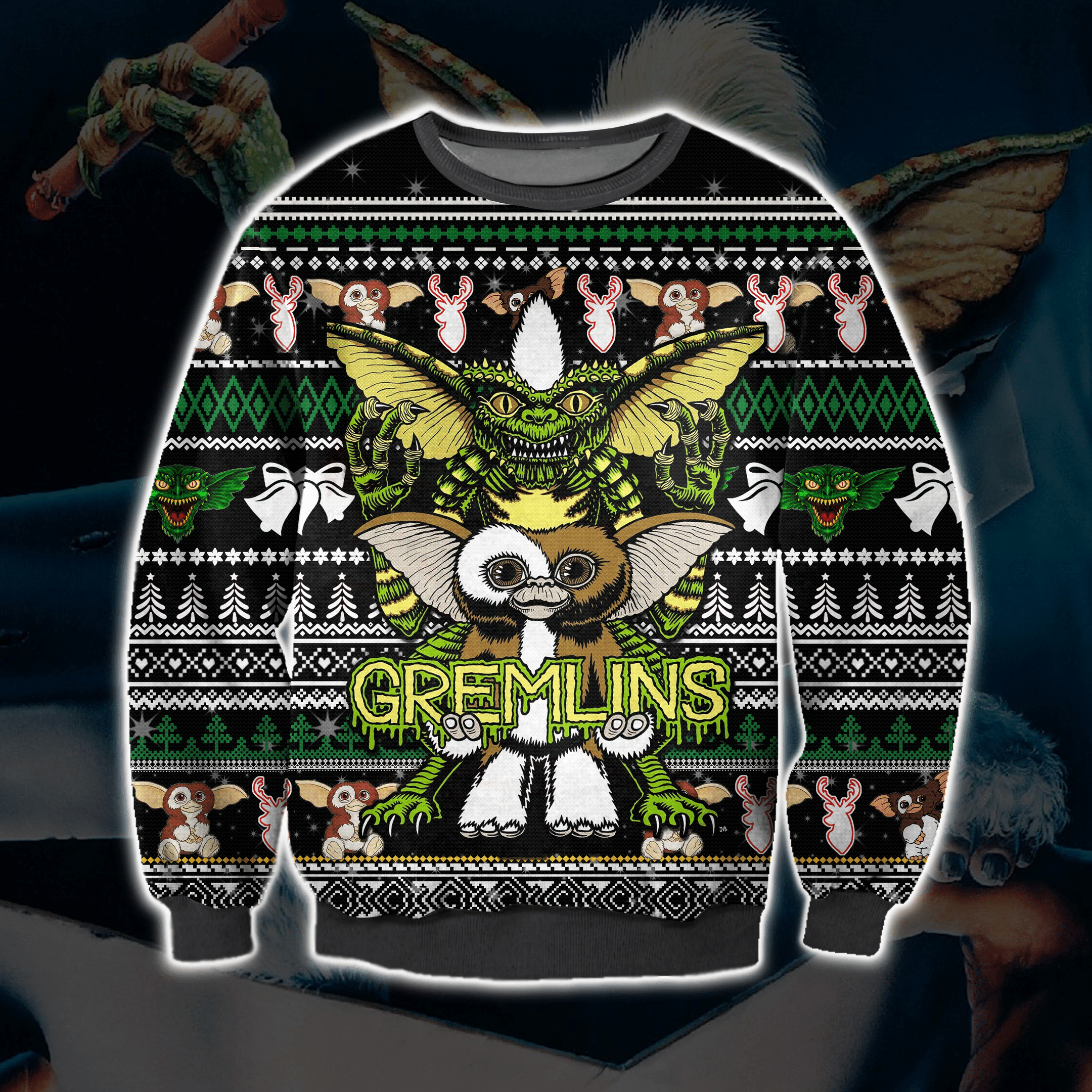 Gremlins Ugly Christmas Sweater Adult 3D Funny Matching for family