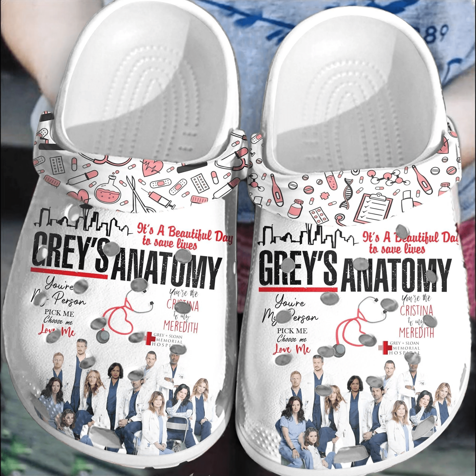 Grey Anatomy American Medical TV Show Nurse Crocs Crocband Clogs Comfortable Shoes For Men Women