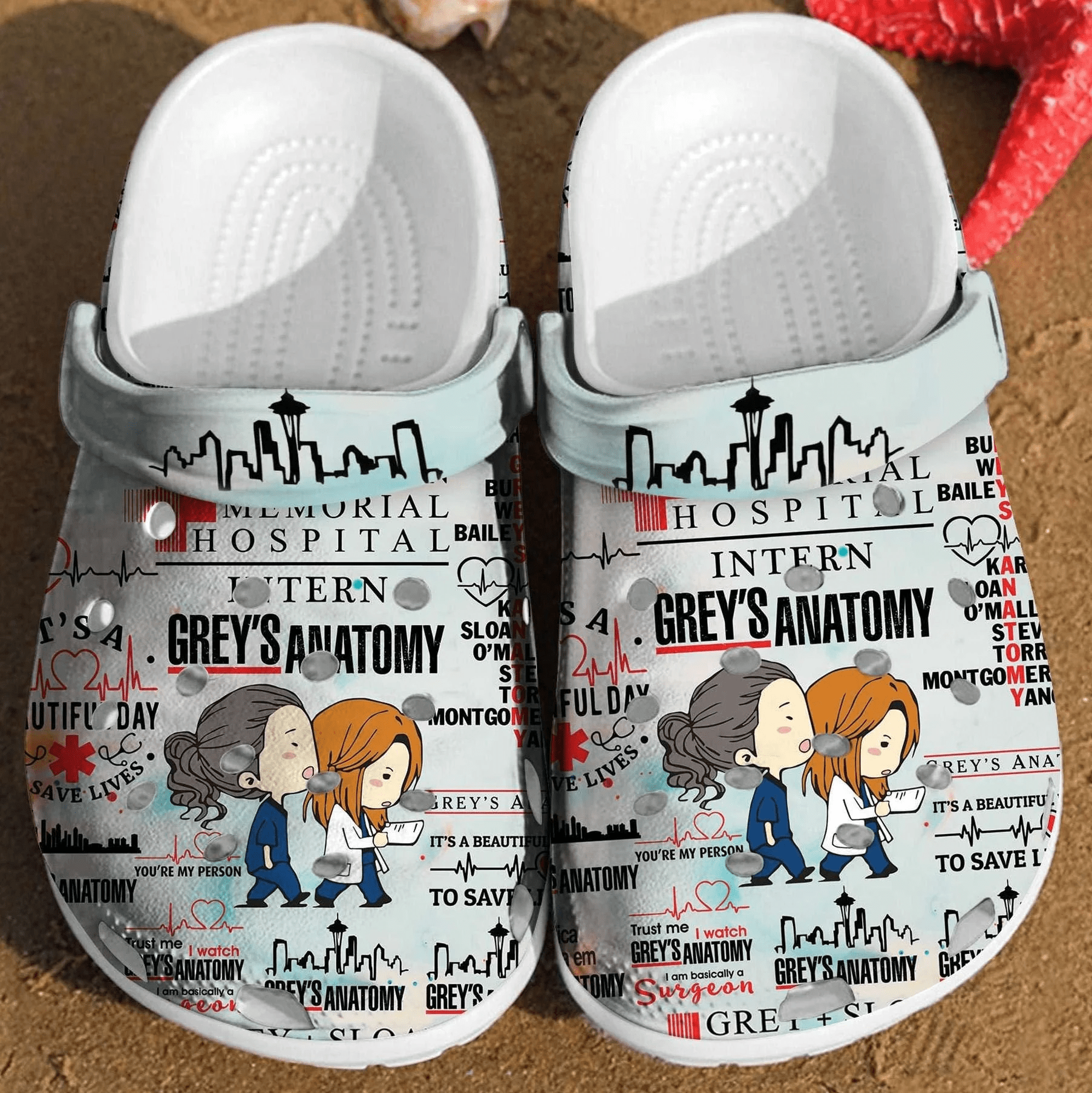 Grey Anatomy American Medical TV Show Nurse Crocs Crocband Clogs Shoes Comfortable For Men Women