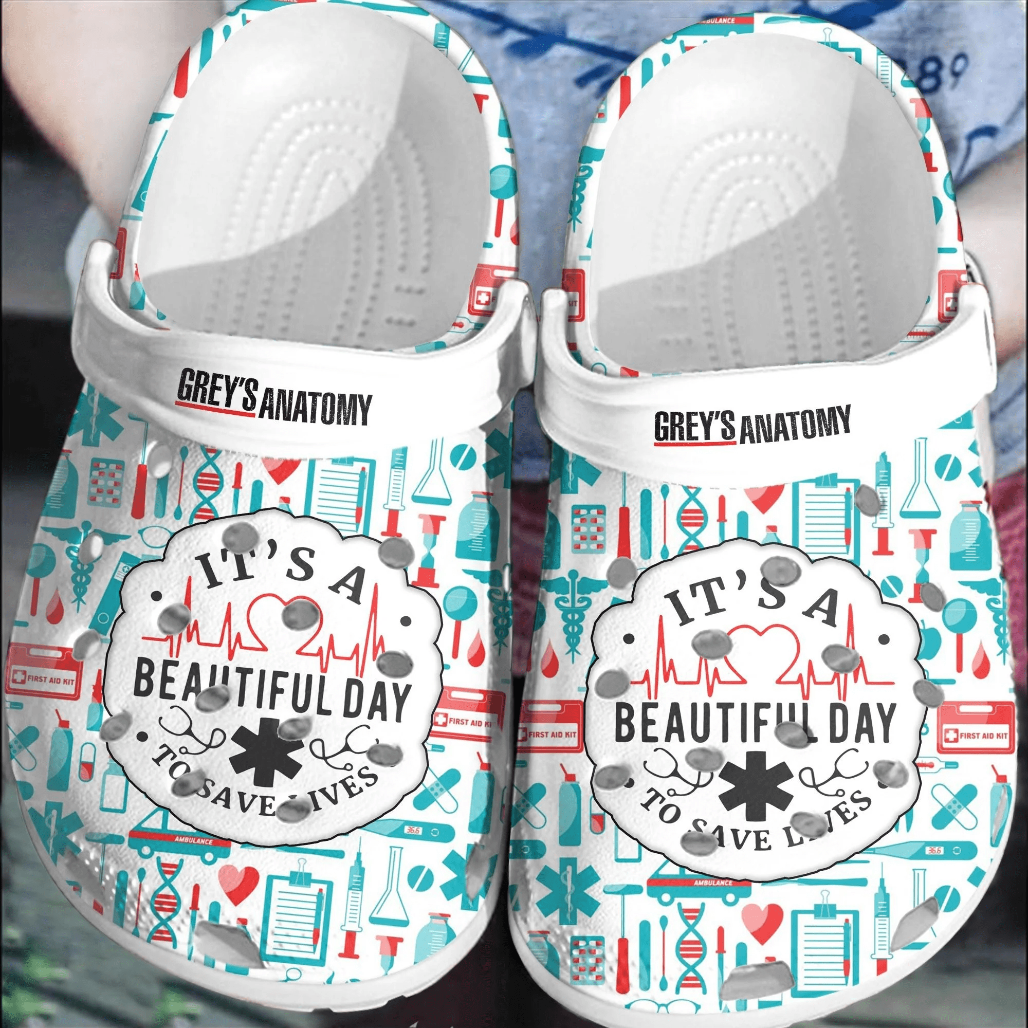 Grey Anatomy American Medical TV Show Nurse Crocs Crocband Comfortable Shoes Clogs For Men Women