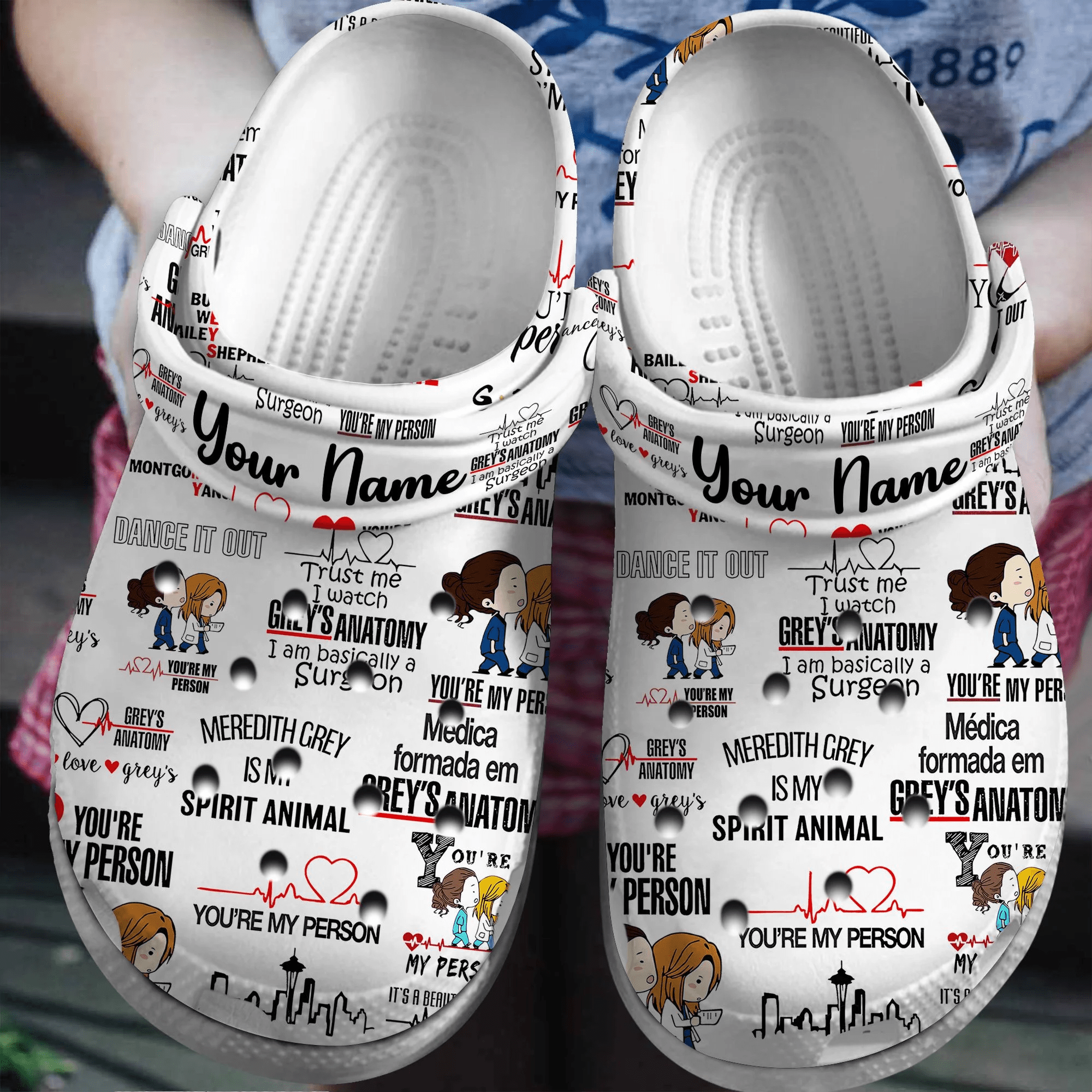 Grey Anatomy TV Series Crocs Crocband Clogs Shoes Comfortable For Men Women and Kids