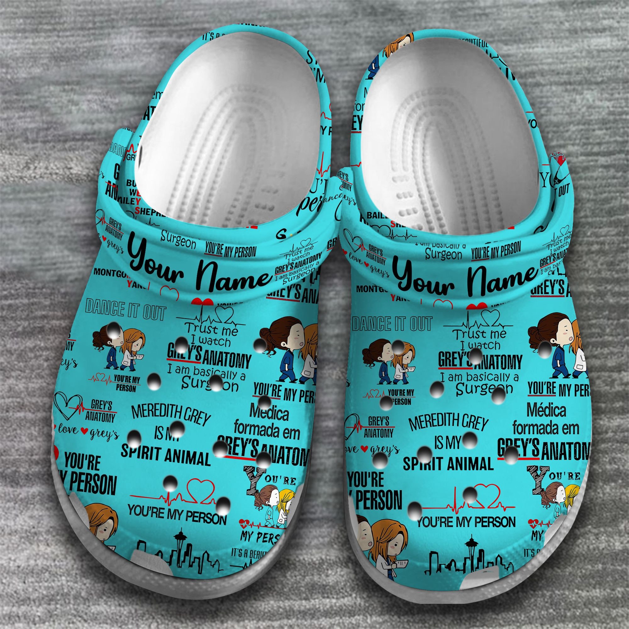 Grey Anatomy TV Series Crocs Crocband Clogs Shoes Comfortable For Men Women and Kids