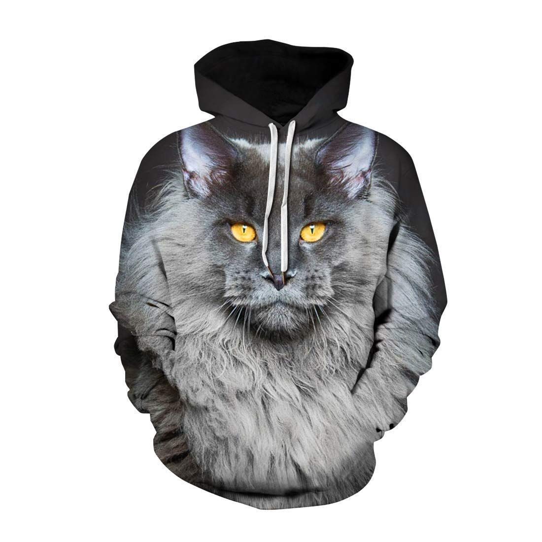 Grey Cat 3D All Over Print Hoodie, Zip Hoodie