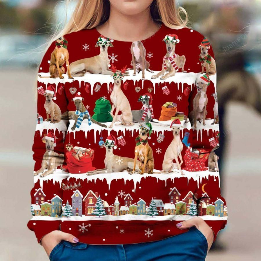 Greyhound Dog Ugly Christmas Sweater Adult 3D Funny Matching for family