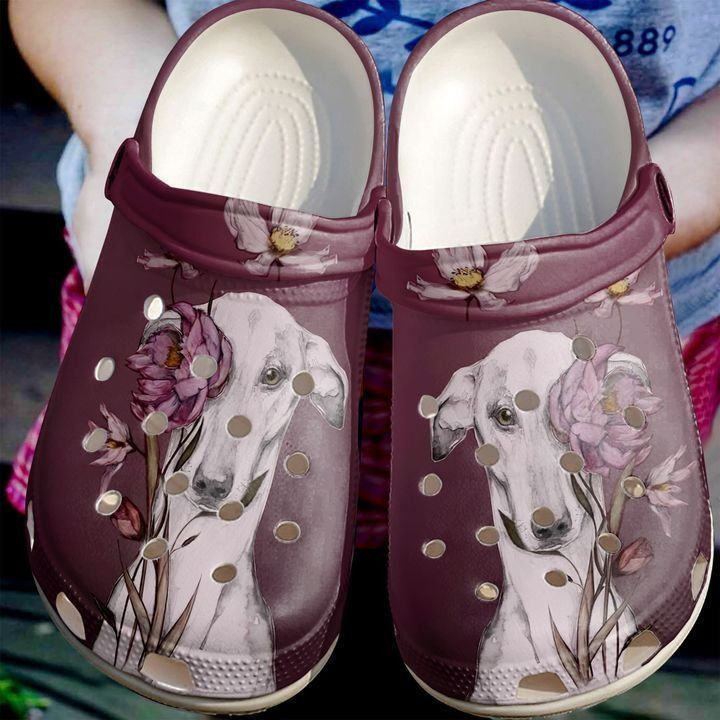 Greyhound With Flower Classic Clogs Shoes