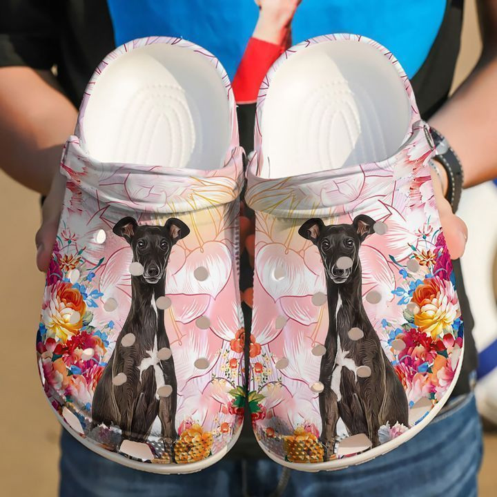 Greyhound With Flowers Classic Clogs Shoes