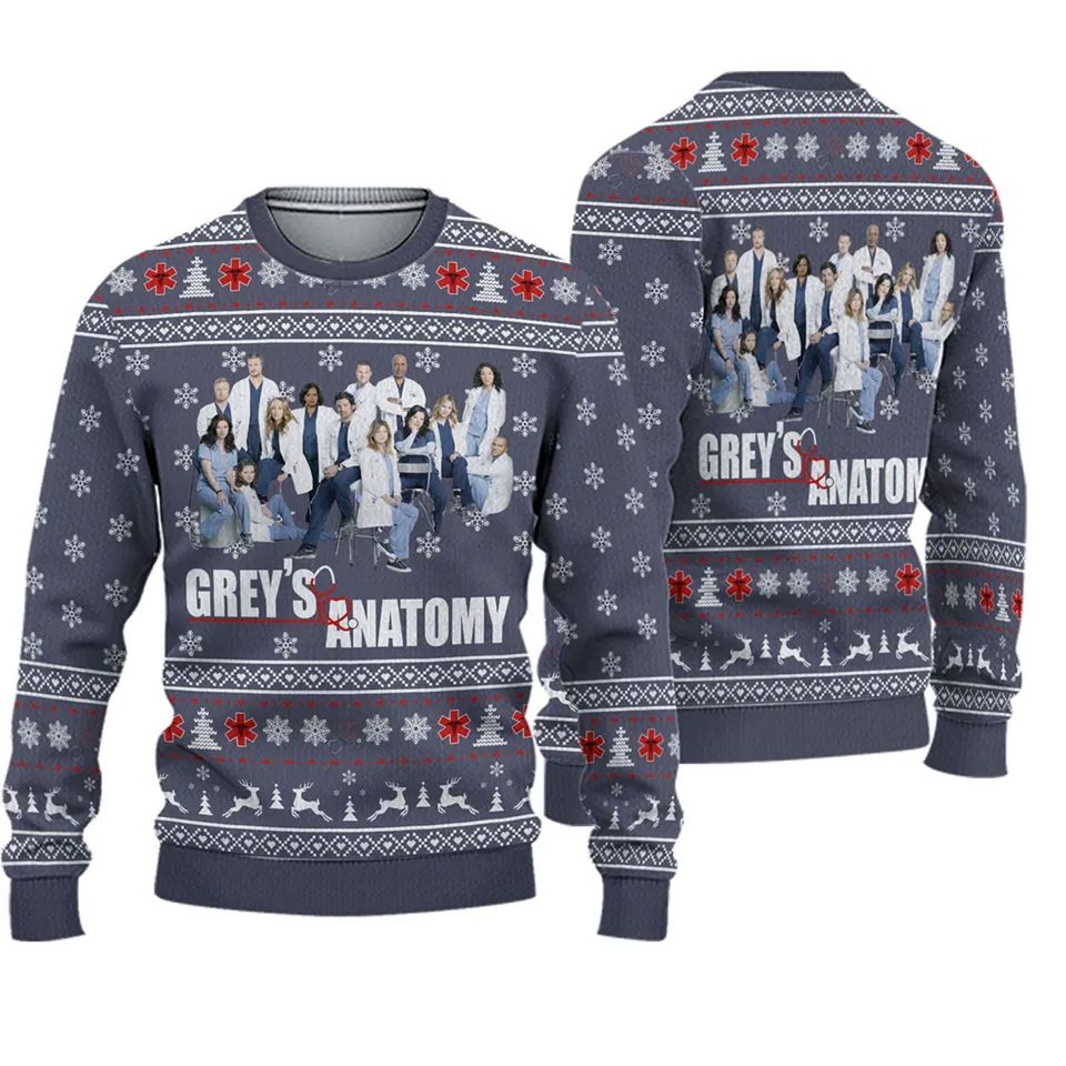 Grey's Anatomy Characters Ugly Sweater Over Print