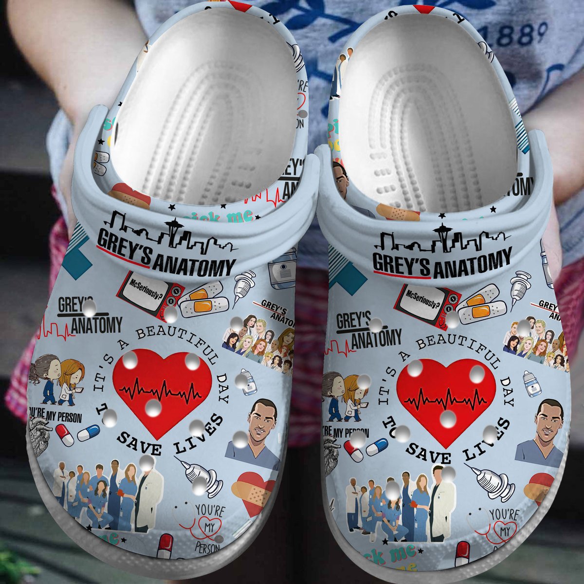 Grey's Anatomy TV Series Crocs Crocband Clogs Shoes Comfortable For Men Women and Kids