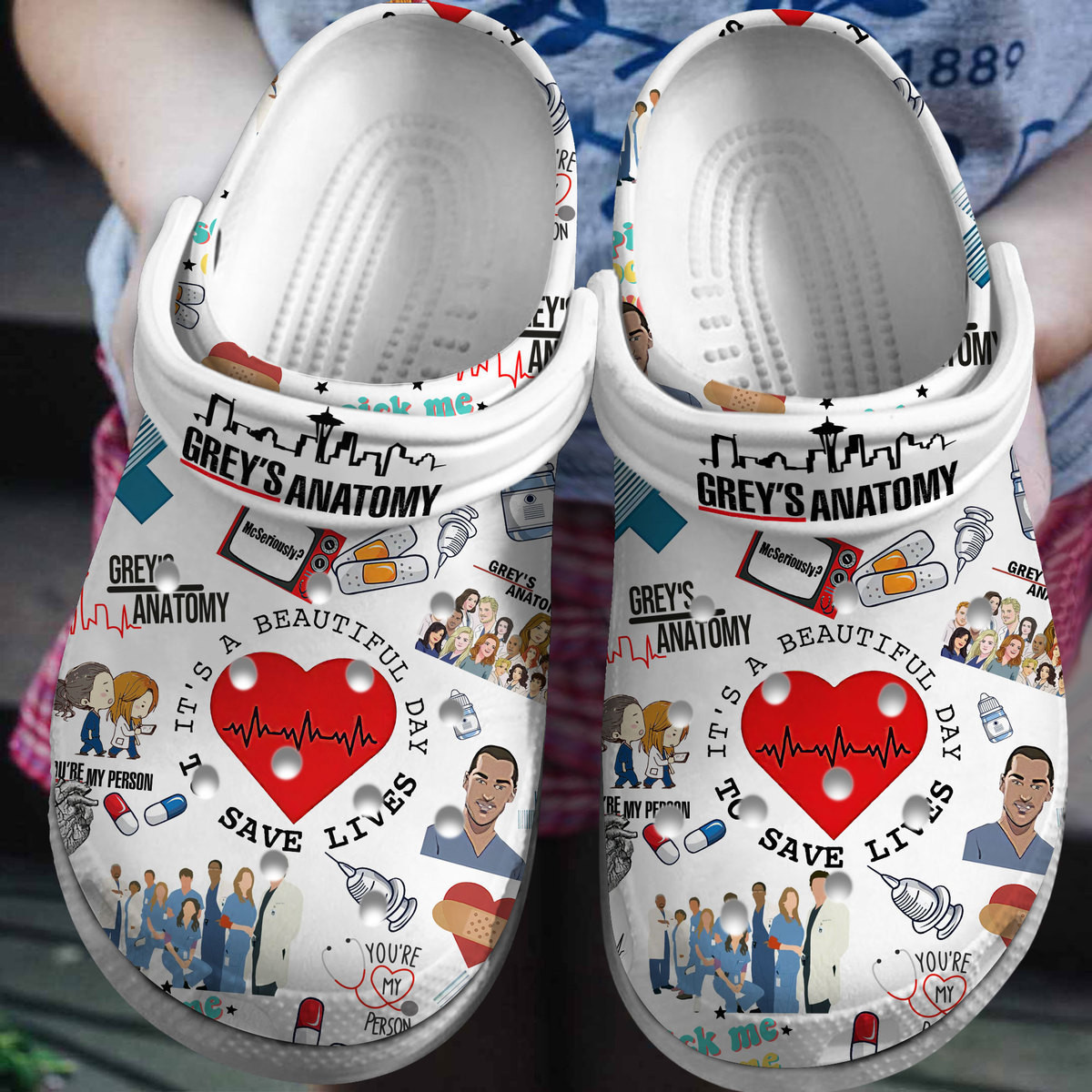 Grey's Anatomy TV Series Crocs Crocband Clogs Shoes Comfortable For Men Women and Kids