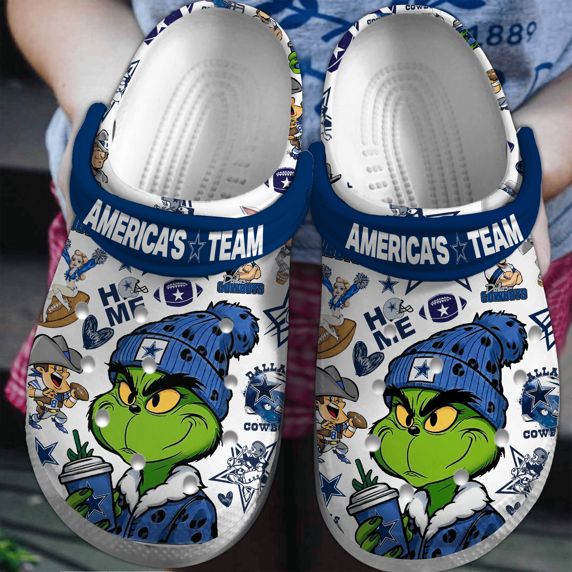 Grich Dallas Cowboys NFL Sport Crocs Crocband Clogs Shoes Comfortable For Men Women and Kids